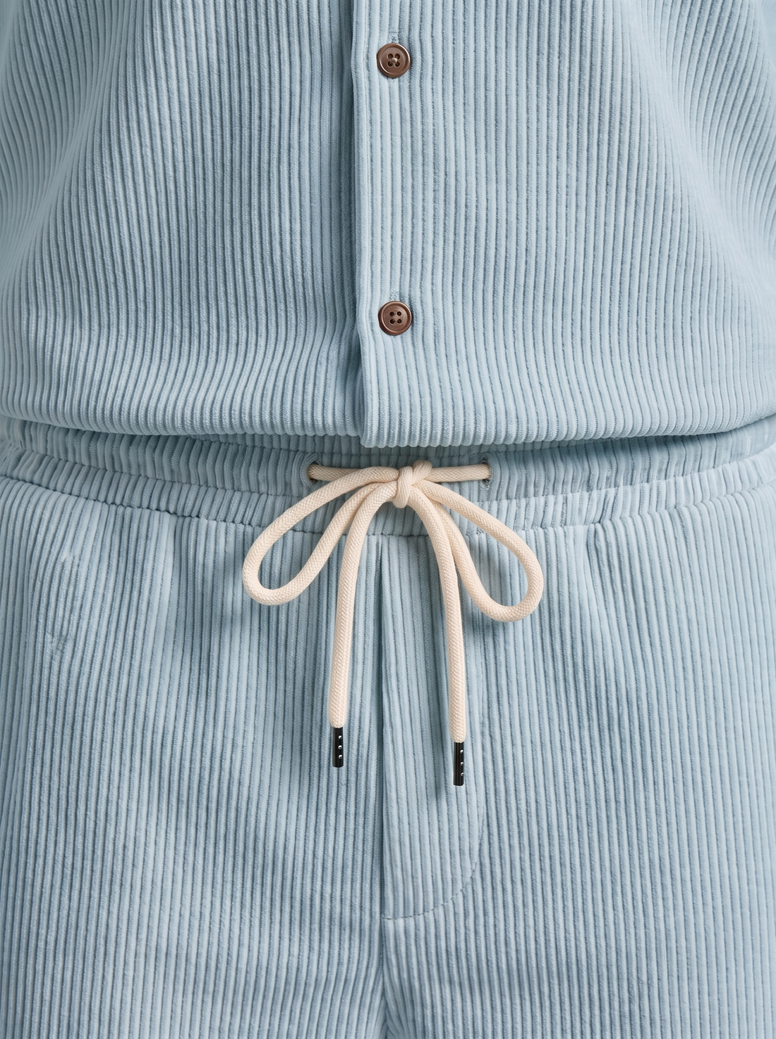 Men's Ribbed Stripe Shirt and Shorts Co-Ord Set