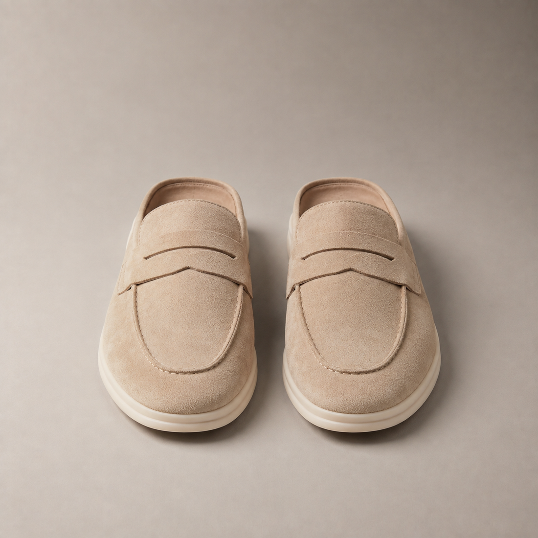 Men's Sand Suede Penny Loafer Mules