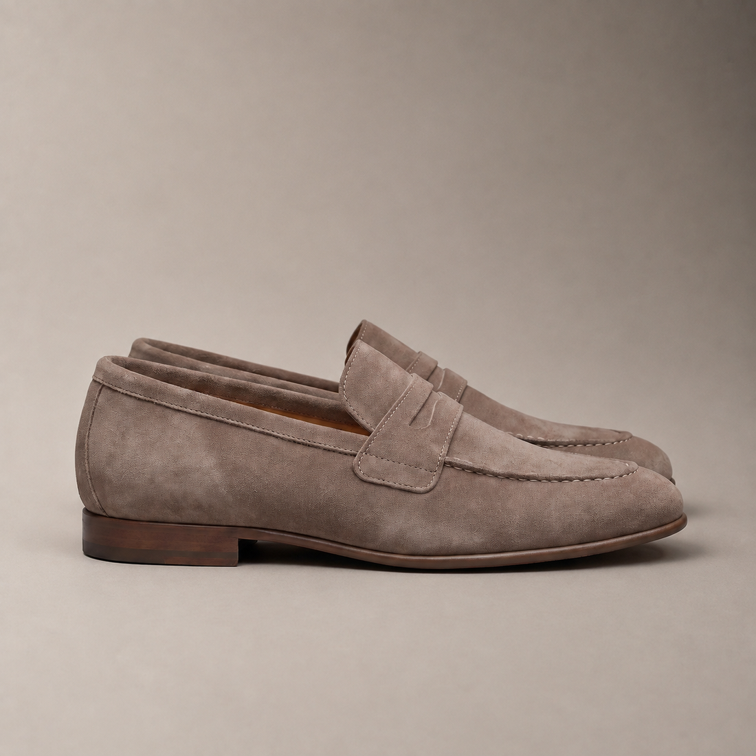 Men's Sheepskin Suede Penny Loafers