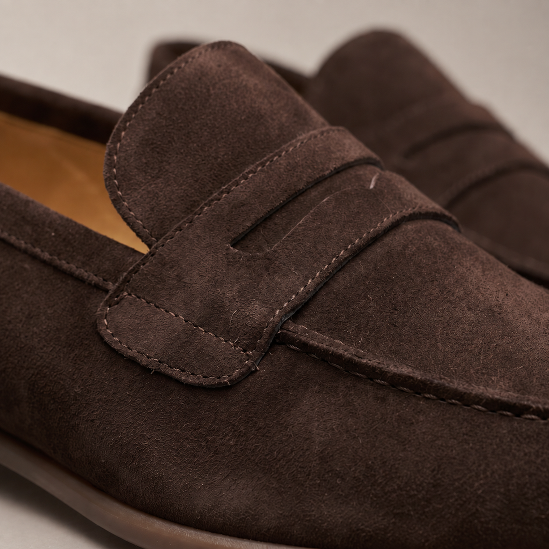 Men's Sheepskin Suede Penny Loafers