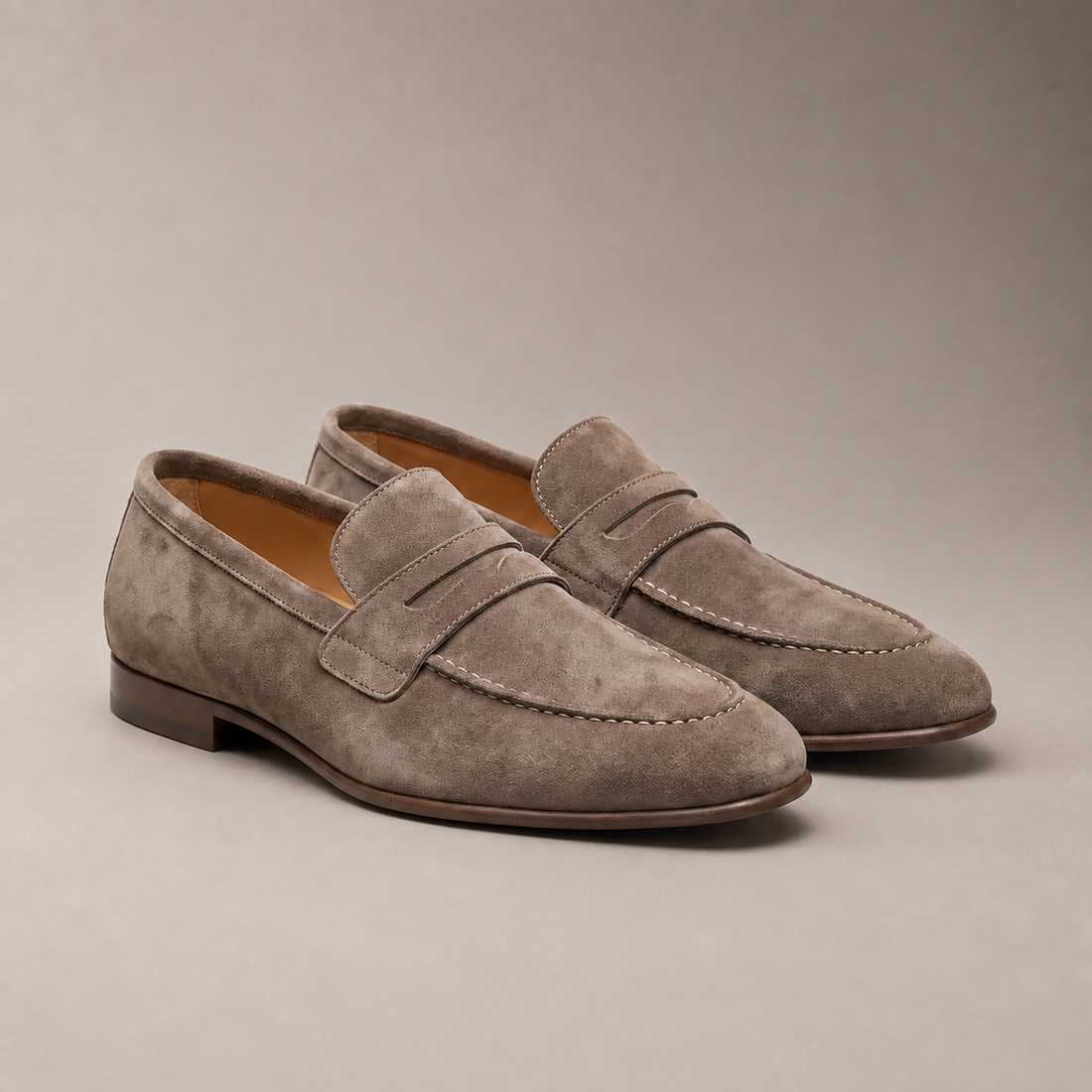 Men's Sheepskin Suede Penny Loafers