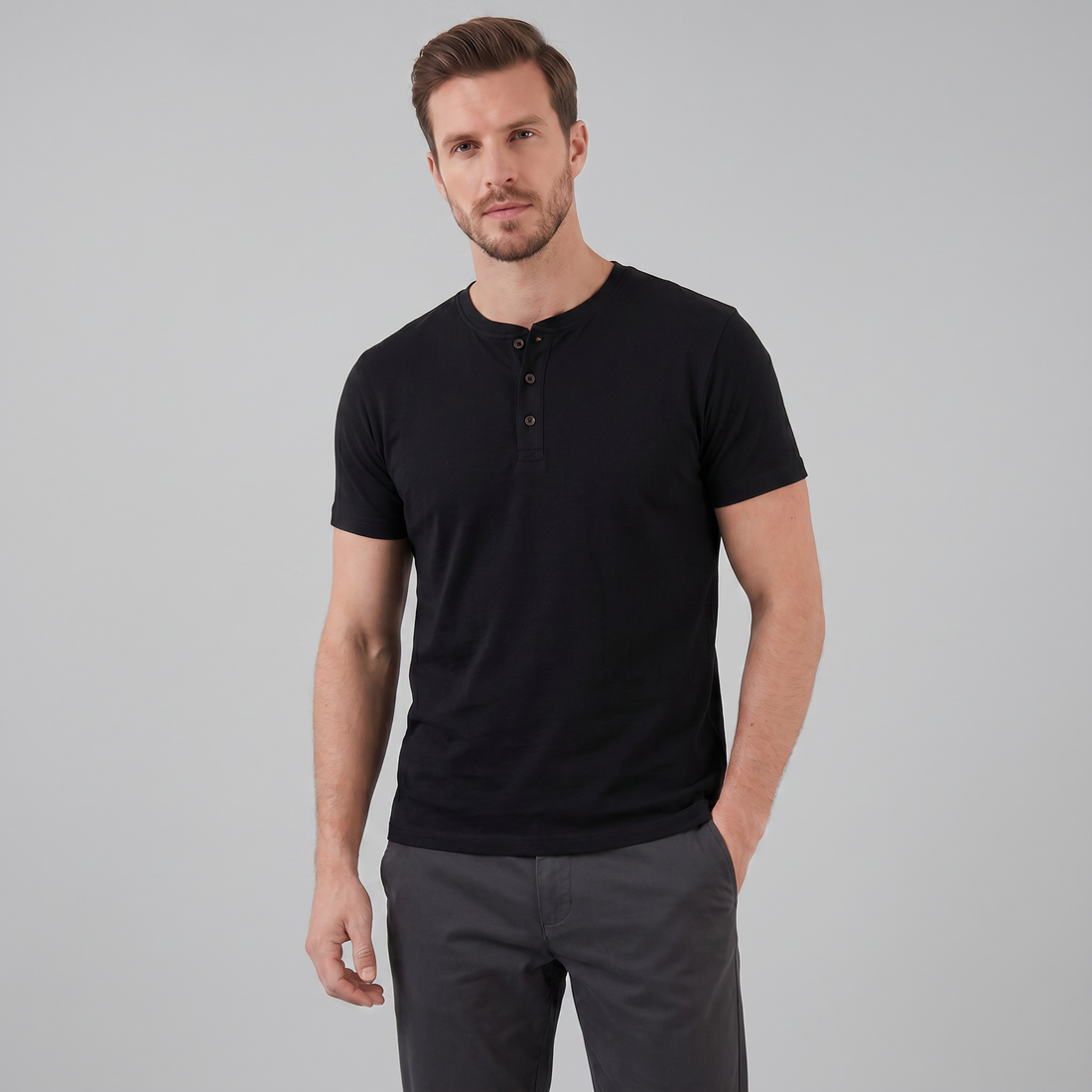 Men's Short Sleeve Henley Shirt