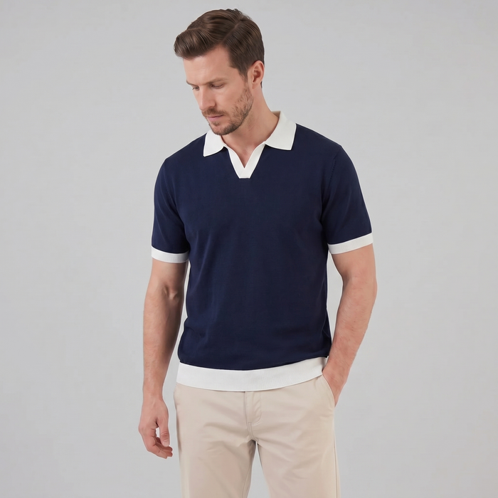 Men's Short Sleeve Knitted Polo Shirt