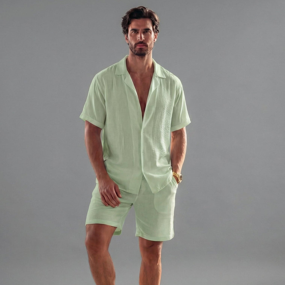 Men's Short Sleeve Linen Summer Set
