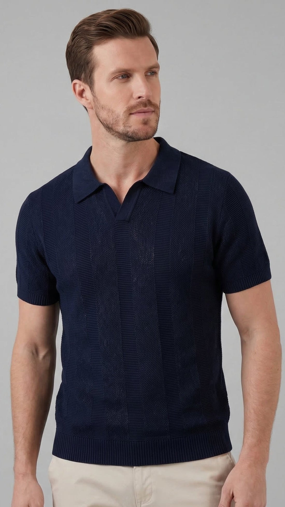 Men's Short Sleeve Polo Shirt - Modern Knit Design