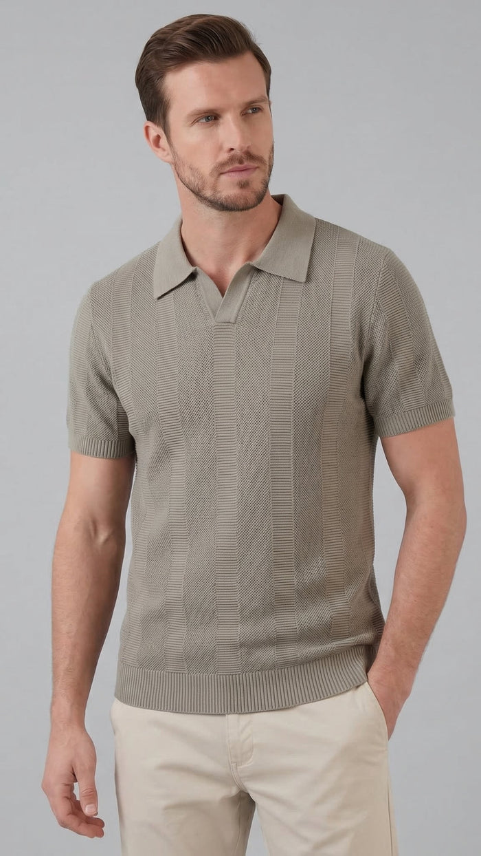 Men's Short Sleeve Polo Shirt - Modern Knit Design