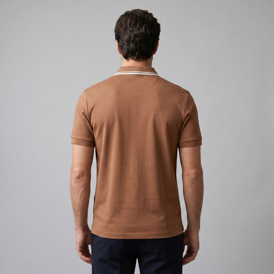 Men's Short Sleeve Polo Shirt with Zip Placket