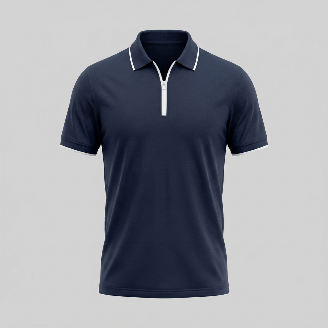 Men's Short Sleeve Polo Shirt with Zip Placket