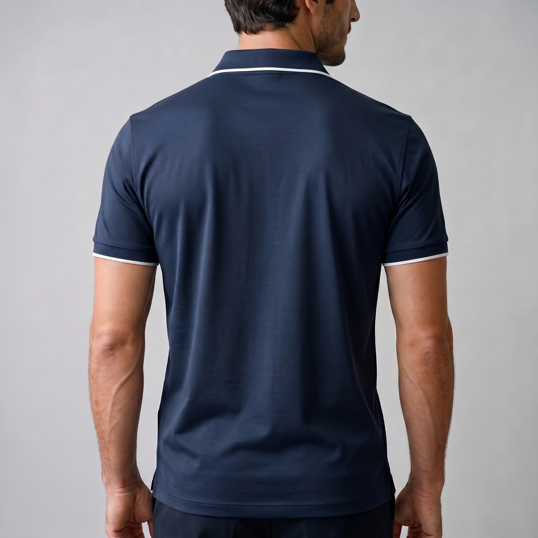 Men's Short Sleeve Polo Shirt with Zip Placket