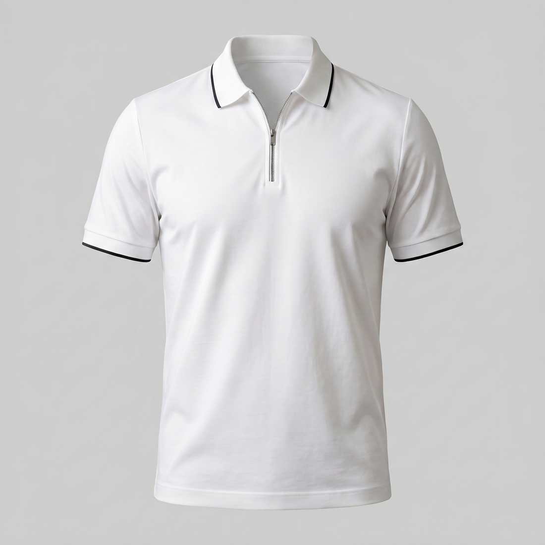 Men's Short Sleeve Polo Shirt with Zip Placket