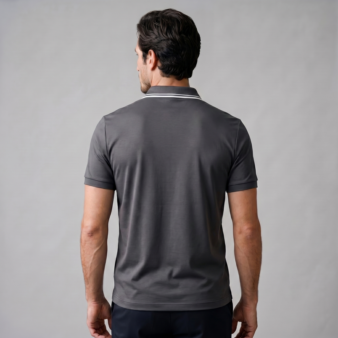 Men's Short Sleeve Polo Shirt with Zip Placket