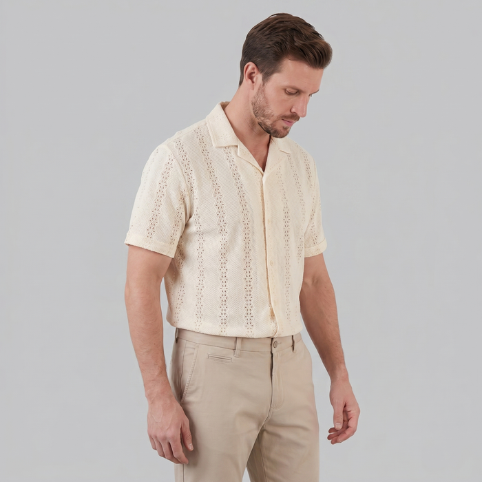 Men's Short-Sleeved Cuban Collar Shirt