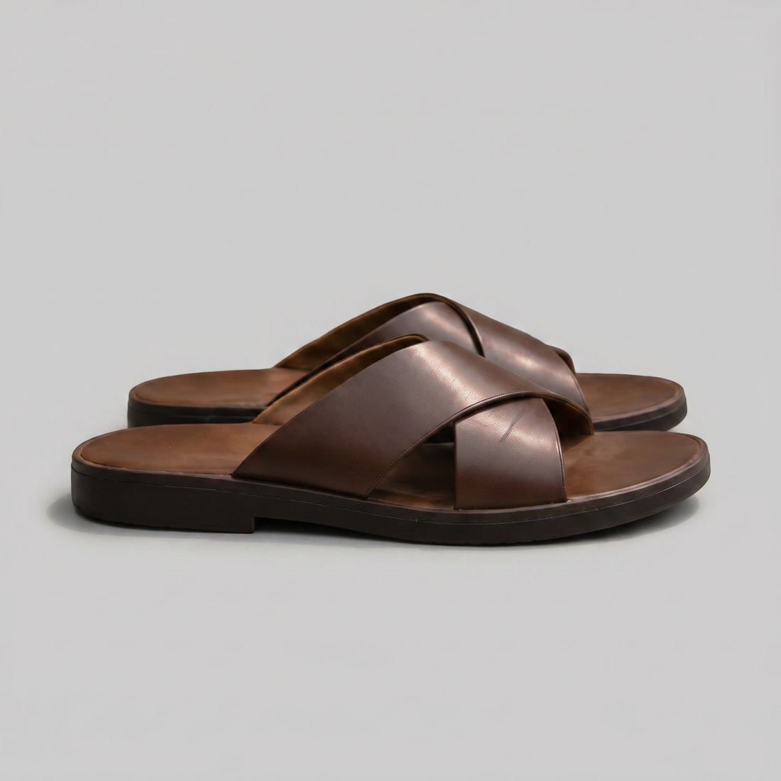 Men's Slide Sandals with Cross Strap Design