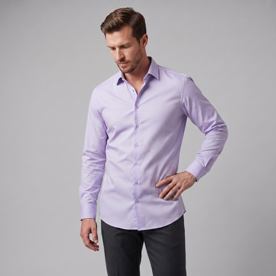 Men's Slim Fit Long-Sleeve Dress Shirt