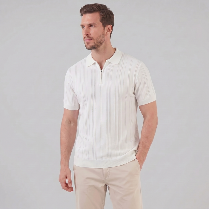 Men's Slim Fit Zip Up Polo Shirt