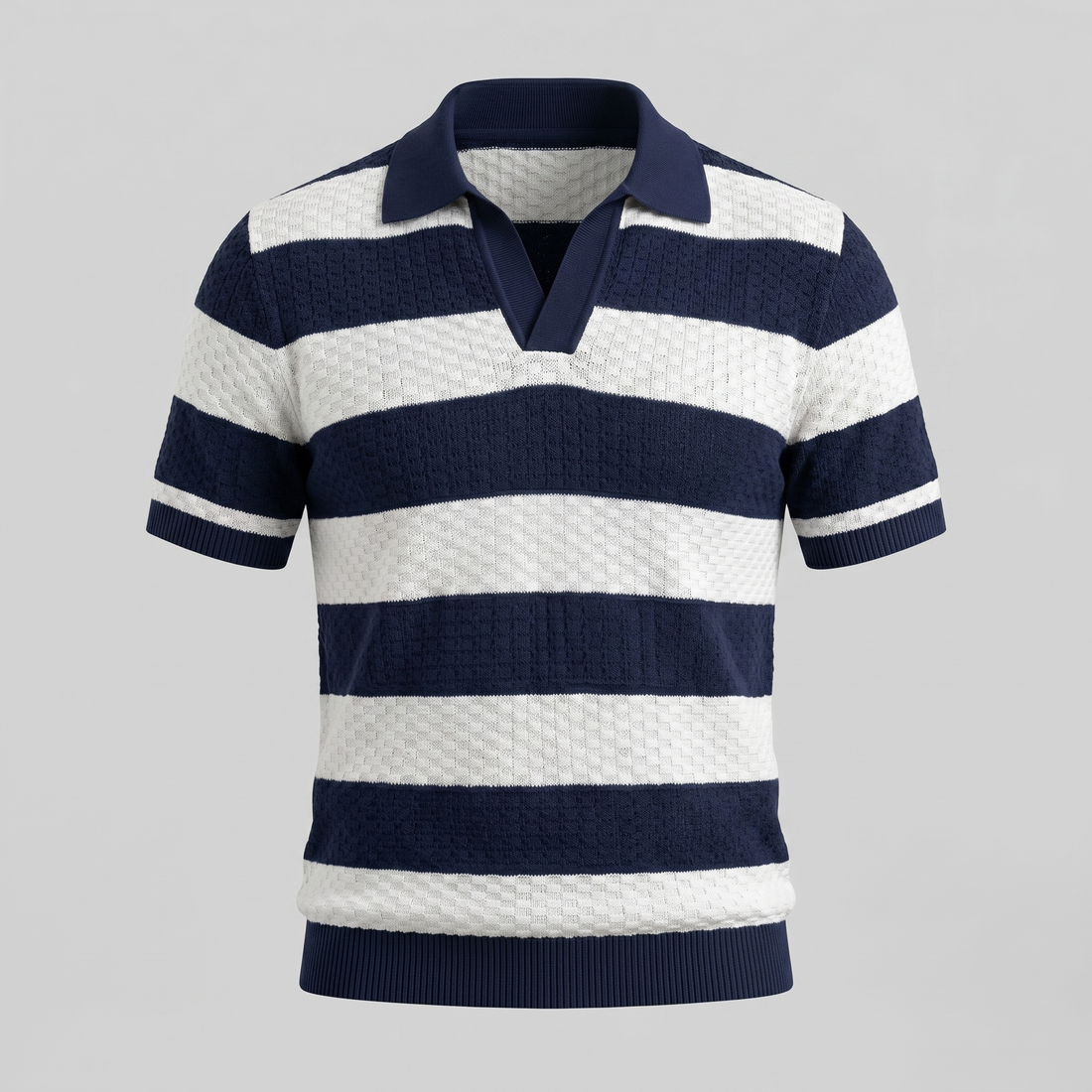 Men's Stripe Jacquard Knit Polo