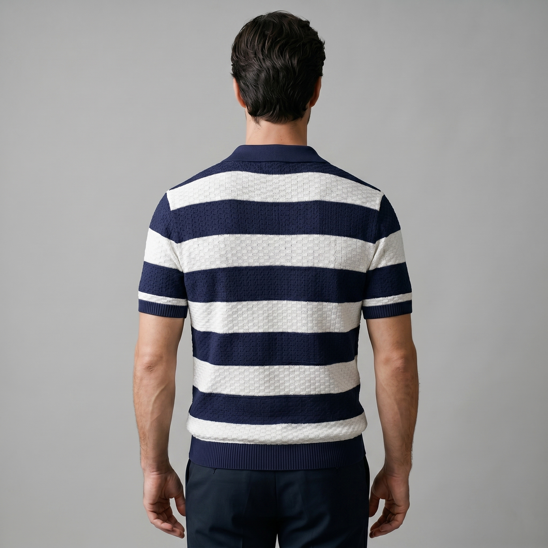 Men's Stripe Jacquard Knit Polo