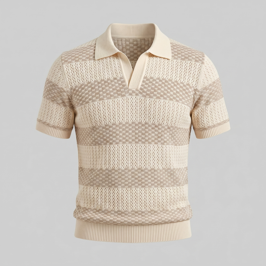 Men's Stripe Jacquard Knit Polo