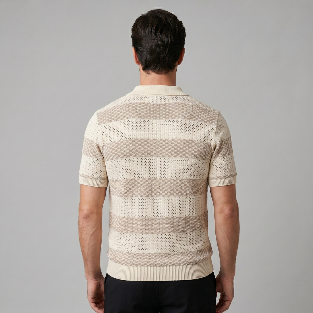 Men's Stripe Jacquard Knit Polo