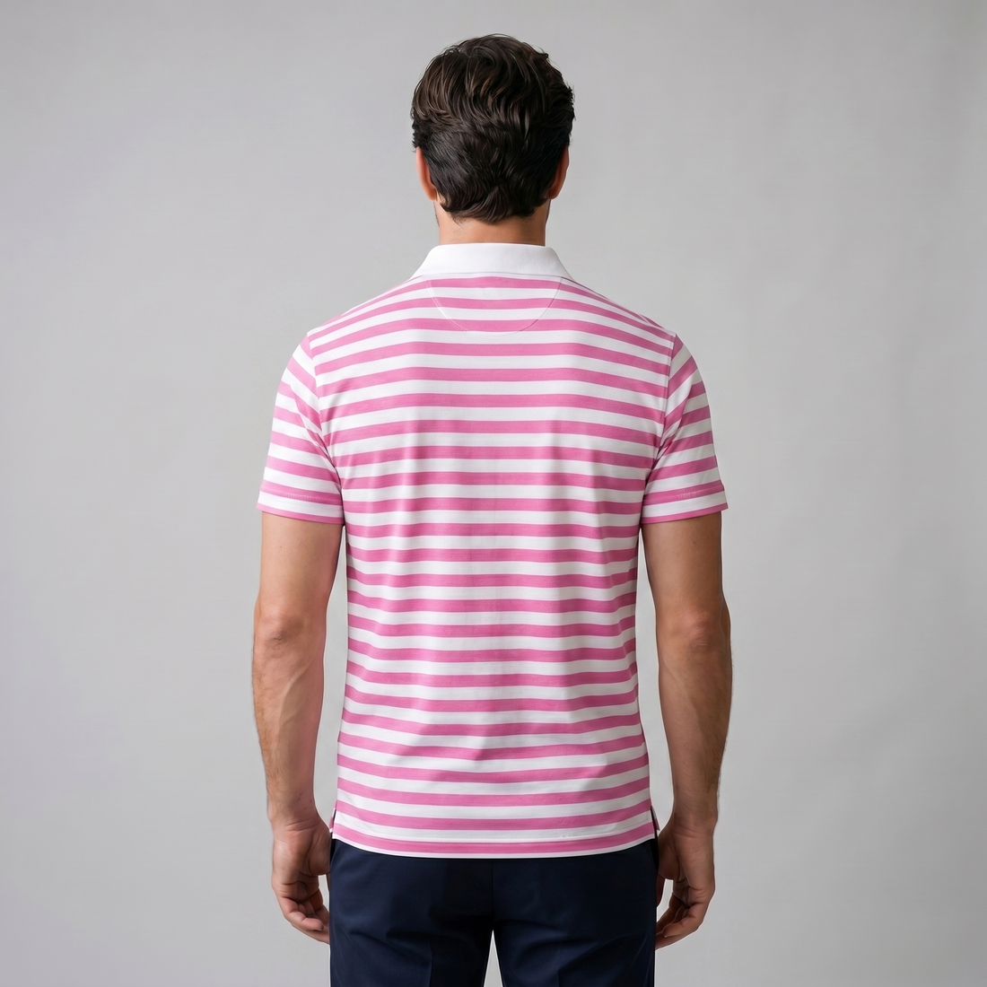 Men's Striped Short Sleeve Polo Shirt