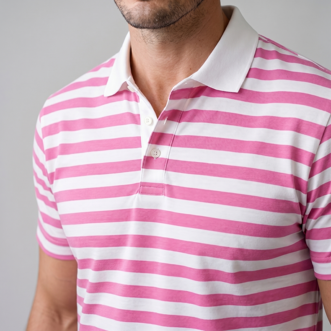Men's Striped Short Sleeve Polo Shirt