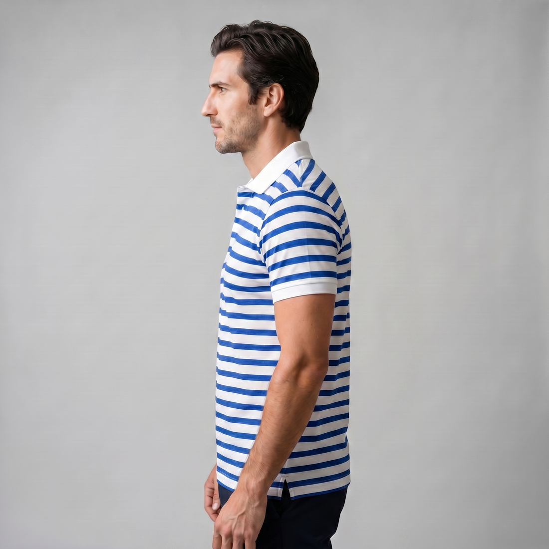 Men's Striped Short Sleeve Polo Shirt
