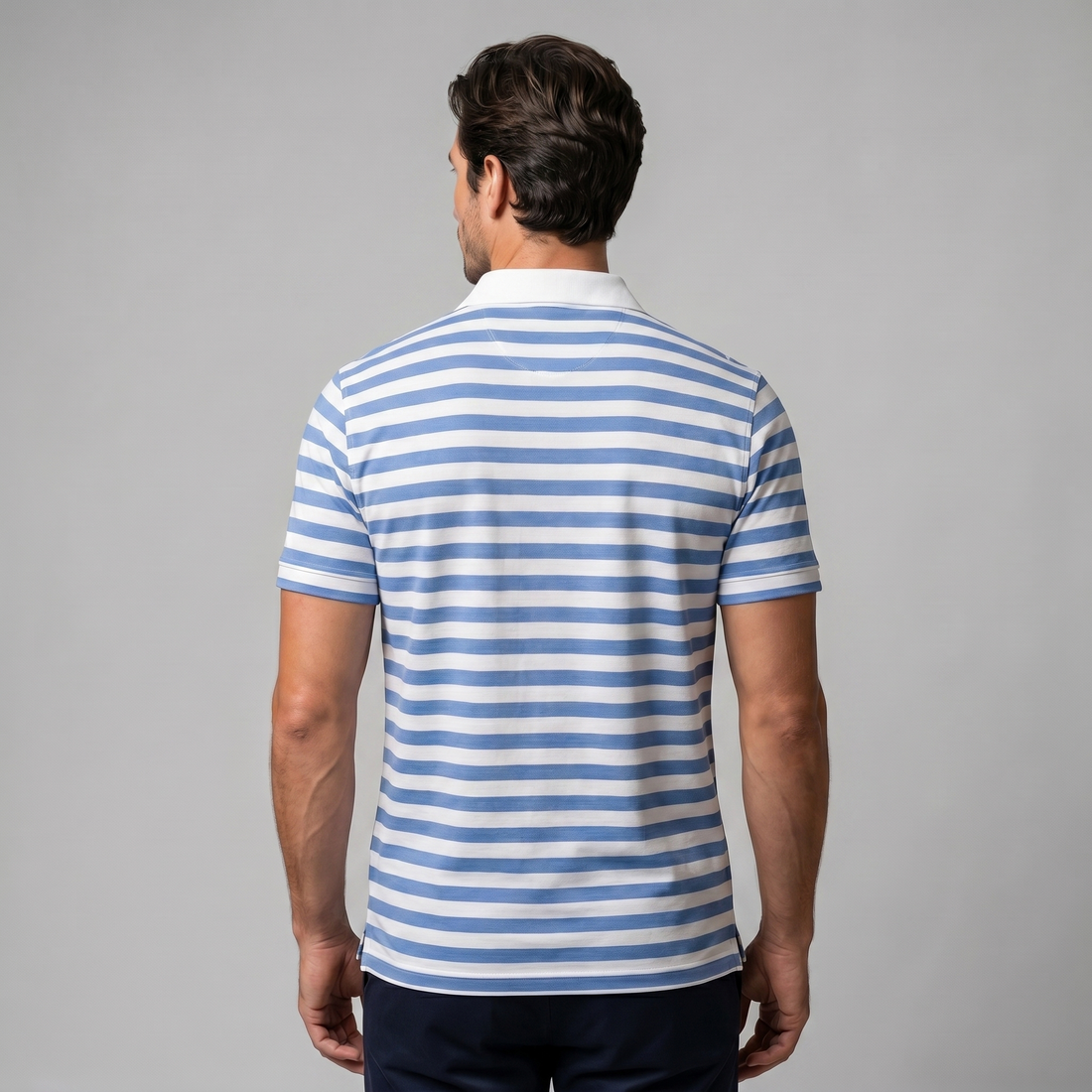 Men's Striped Short Sleeve Polo Shirt