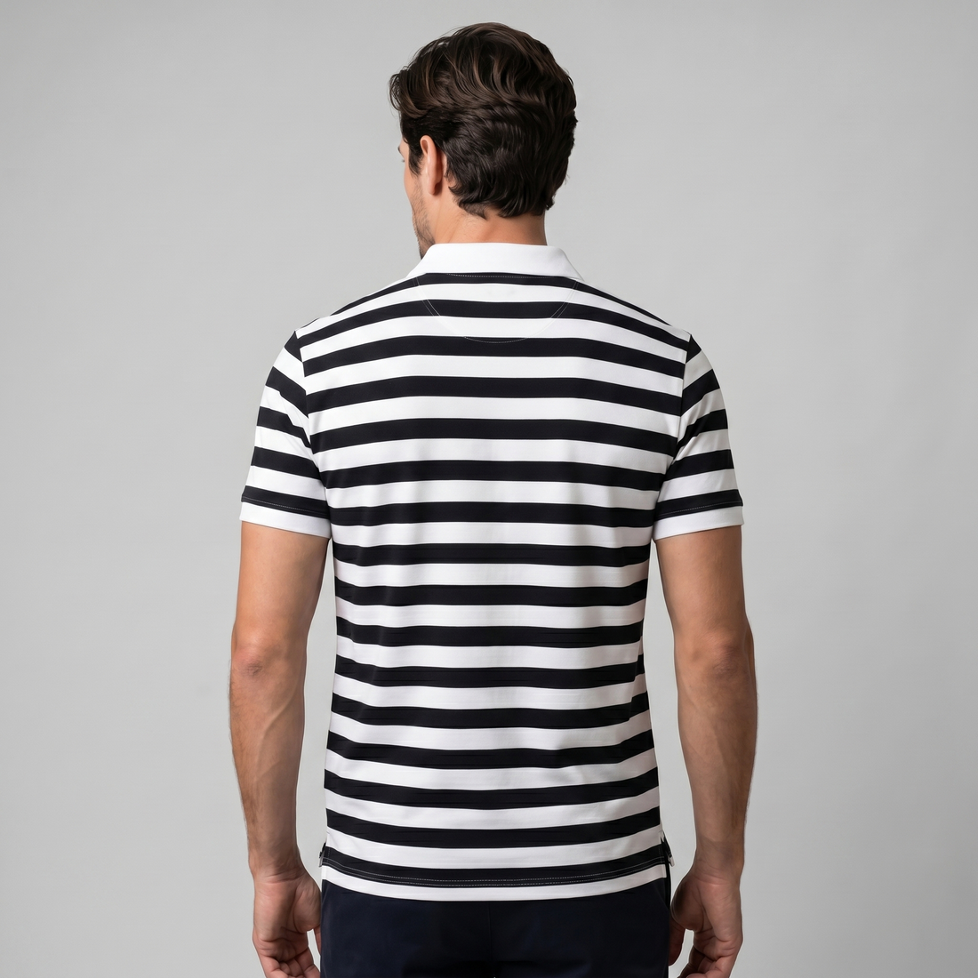 Men's Striped Short Sleeve Polo Shirt