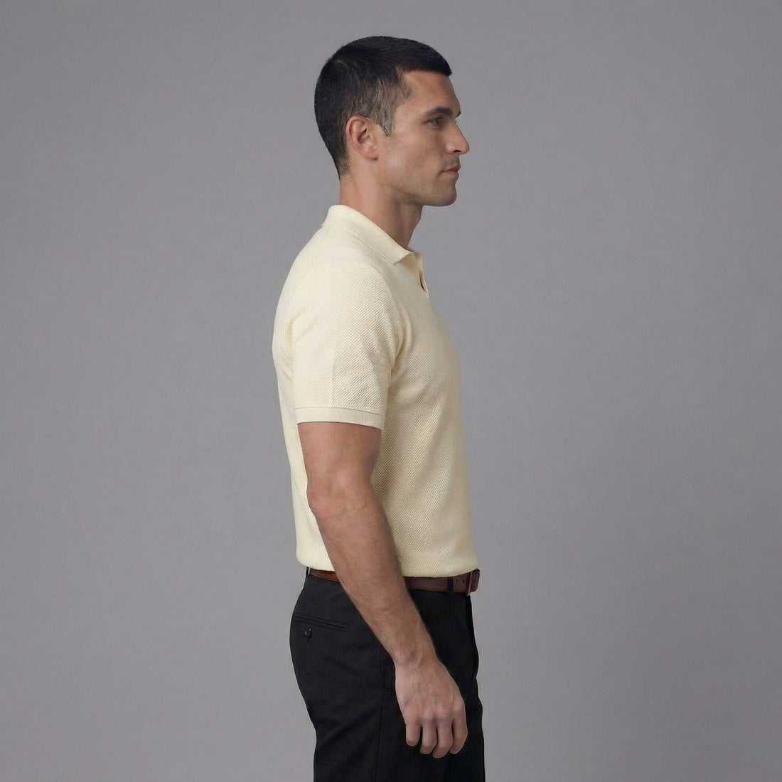 Men's Structured V-Neck Polo Shirt