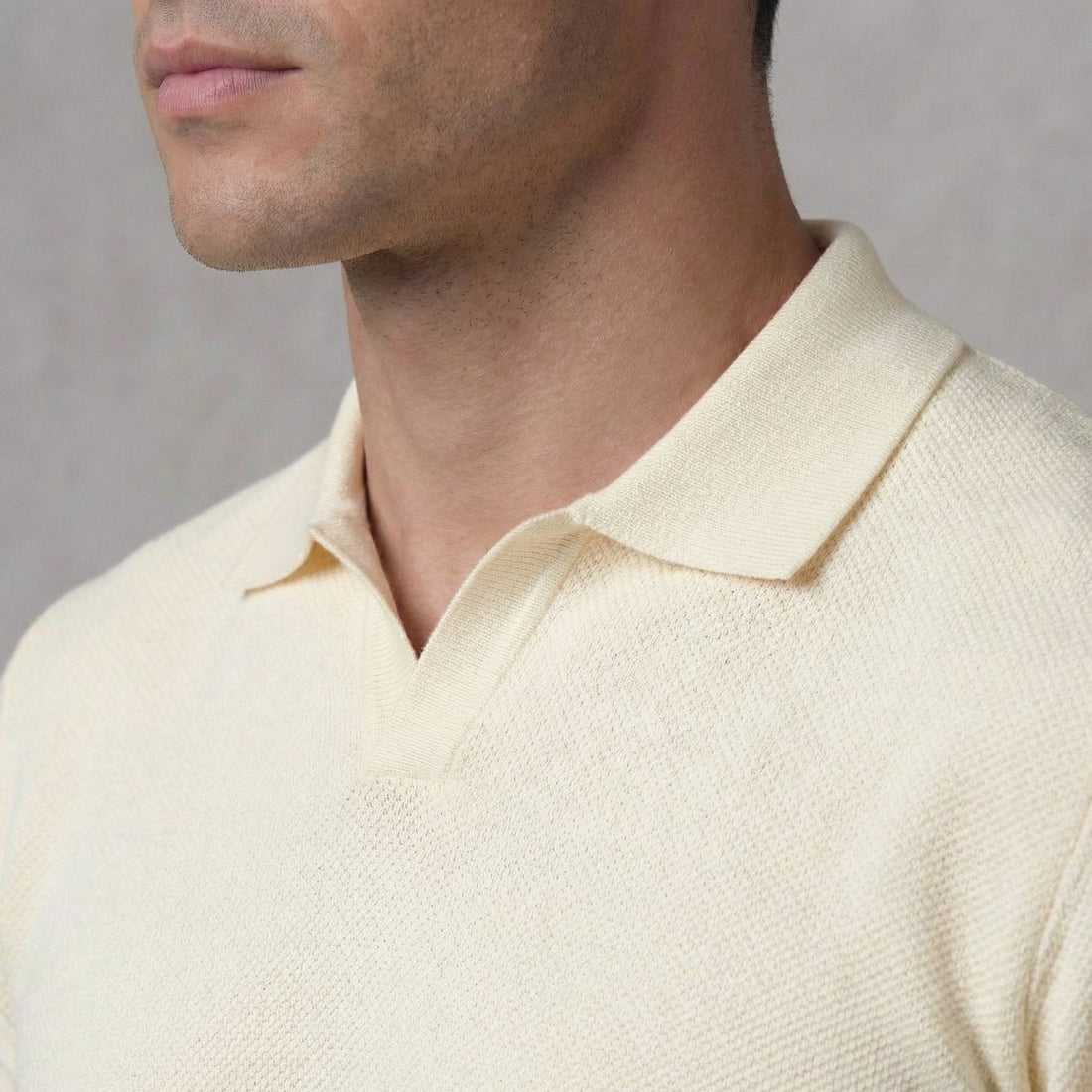 Men's Structured V-Neck Polo Shirt