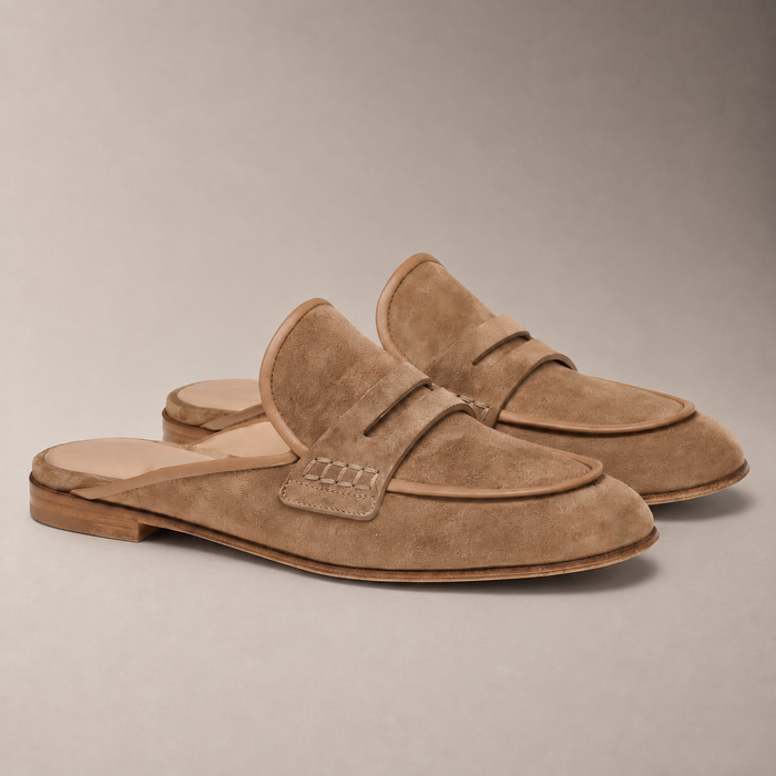 Men's Suede Backless Penny Loafers