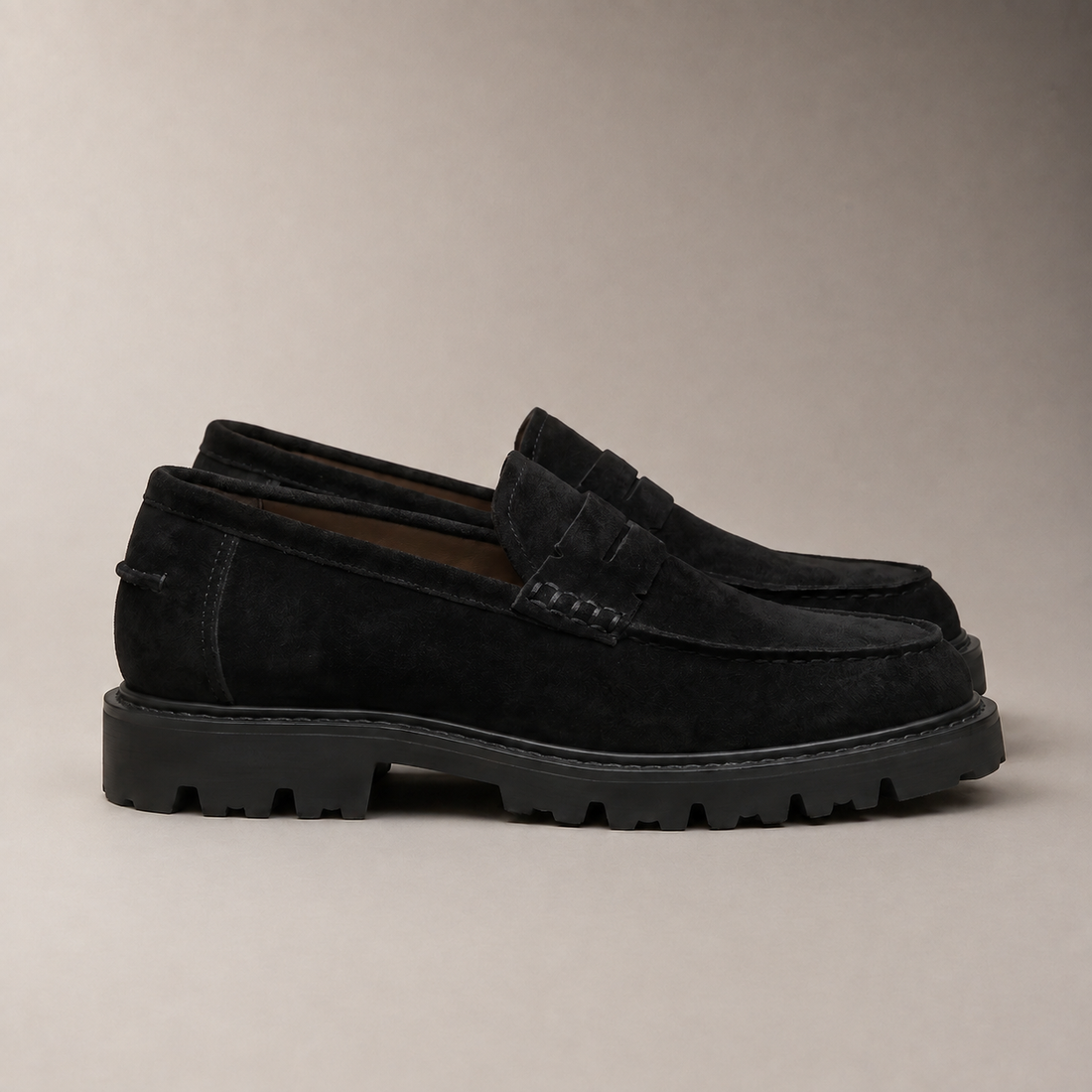Men's Suede Chunky Sole Penny Loafers