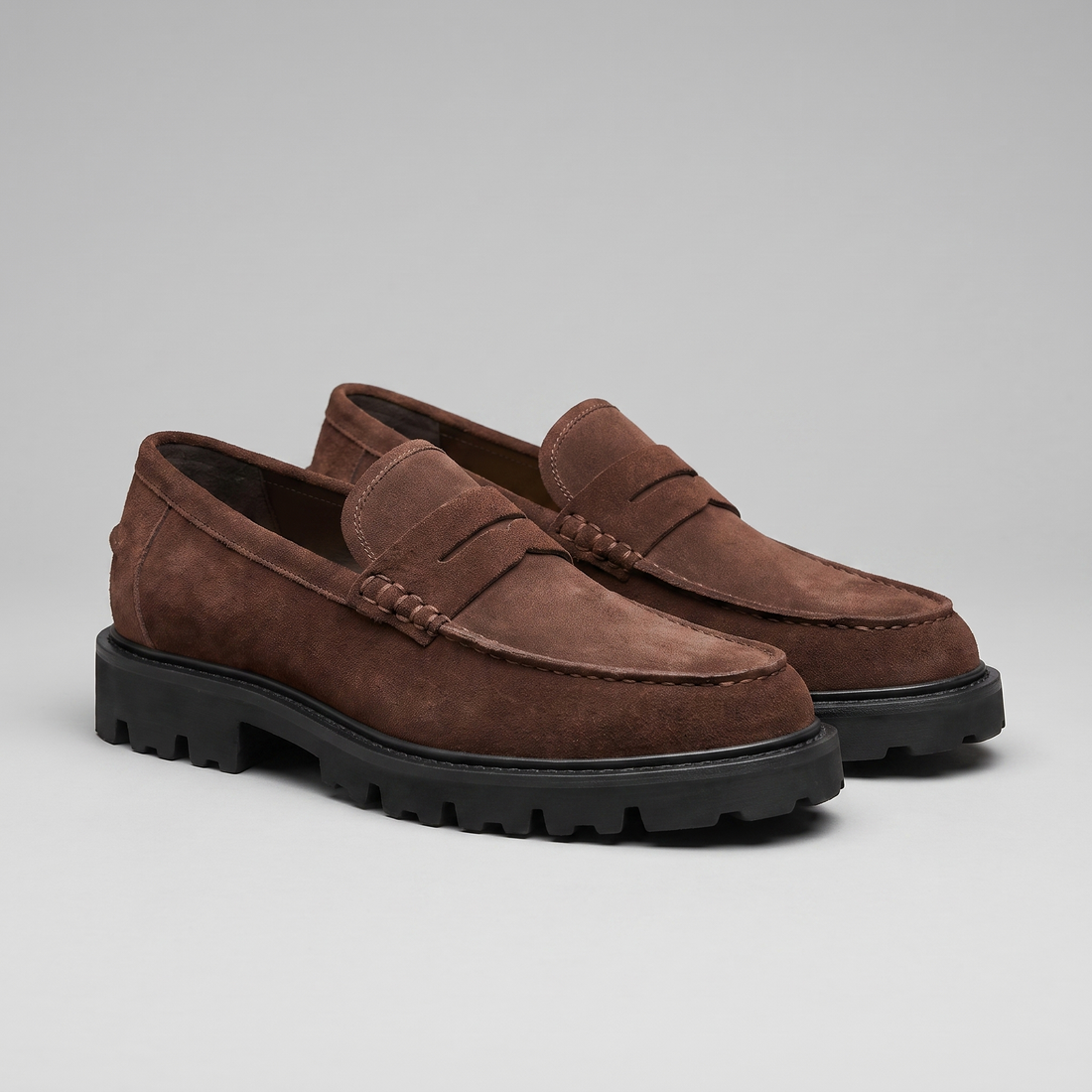 Men's Suede Chunky Sole Penny Loafers