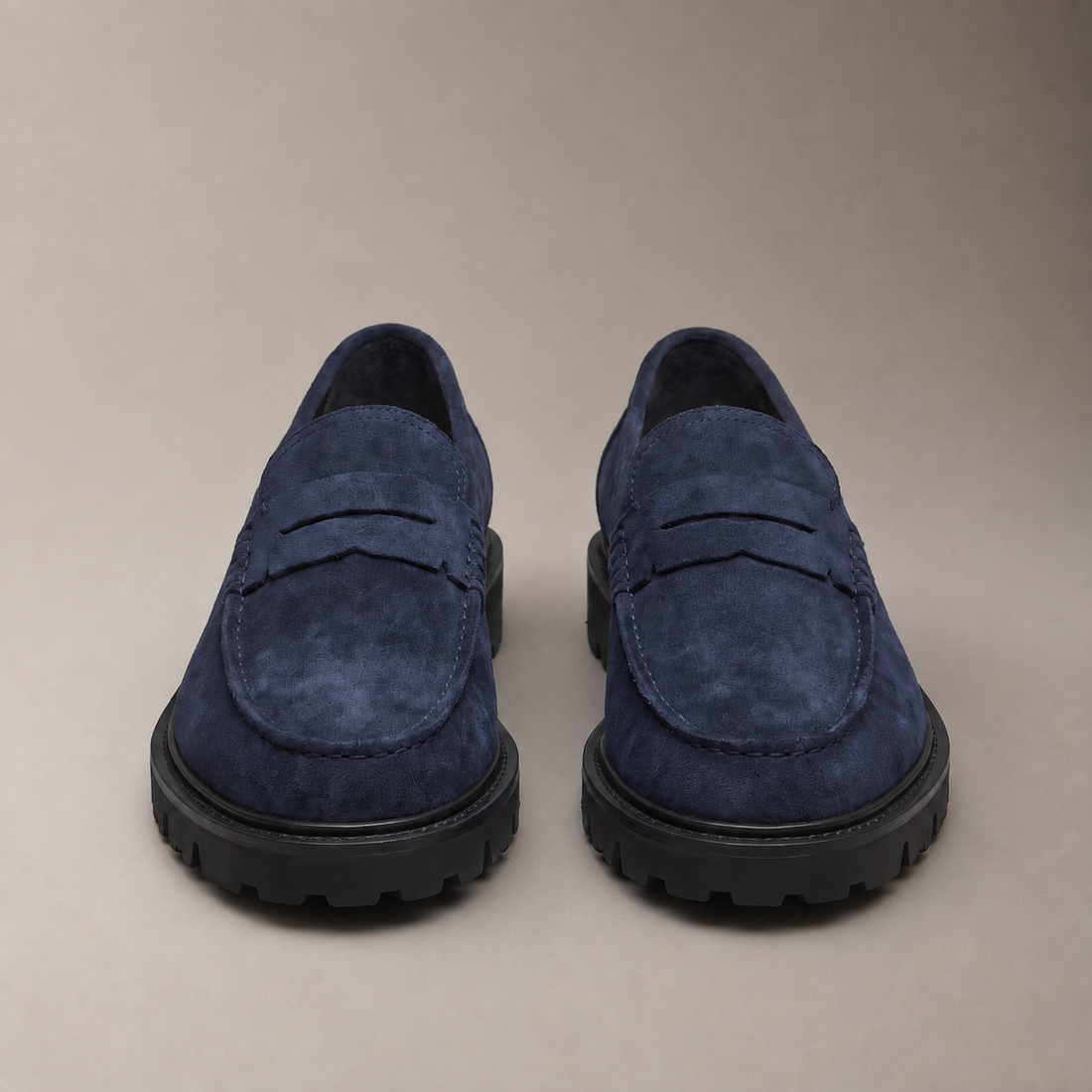 Men's Suede Chunky Sole Penny Loafers
