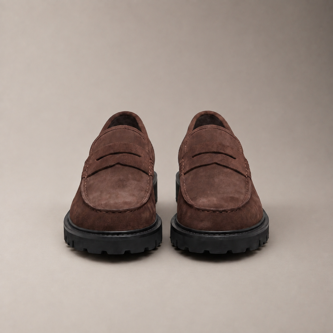 Men's Suede Chunky Sole Penny Loafers