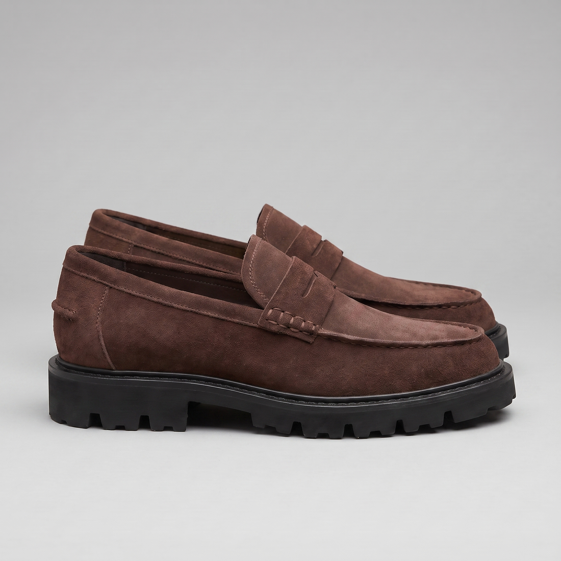 Men's Suede Chunky Sole Penny Loafers
