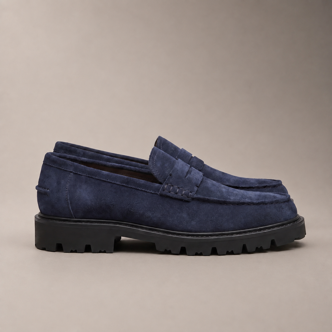 Men's Suede Chunky Sole Penny Loafers