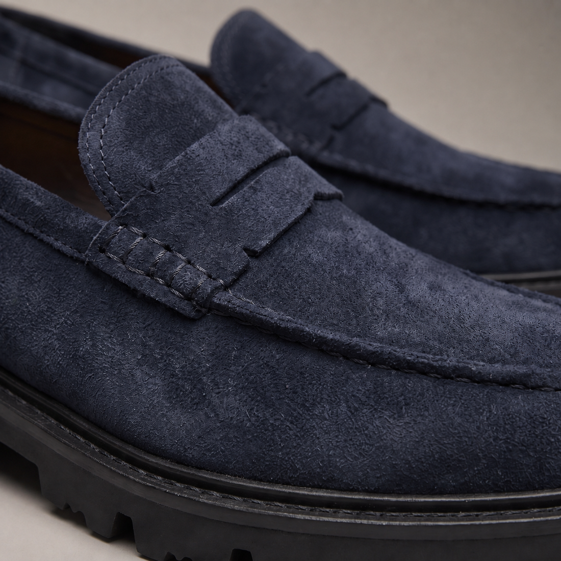 Men's Suede Chunky Sole Penny Loafers