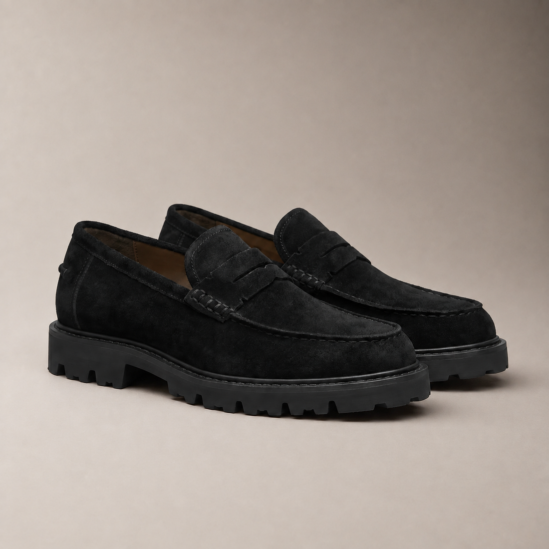 Men's Suede Chunky Sole Penny Loafers
