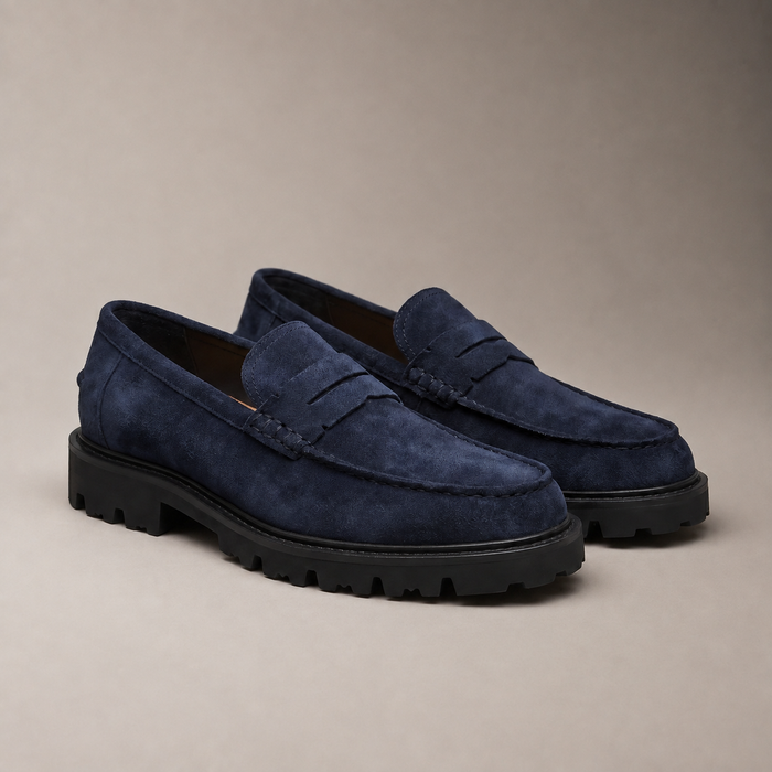 Men's Suede Chunky Sole Penny Loafers