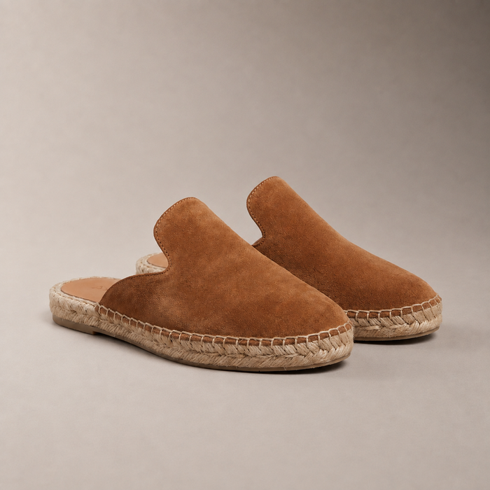 Men's Suede Espadrille Mule Loafers