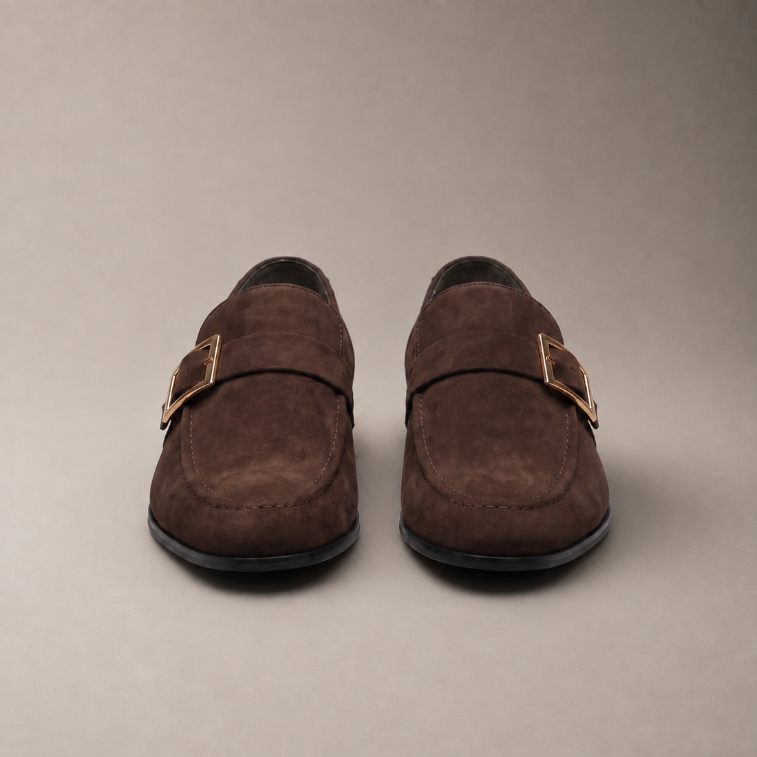 Men's Suede Gold Buckle Loafers