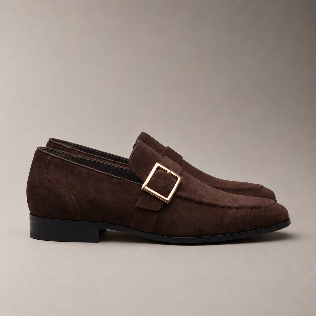Men's Suede Gold Buckle Loafers