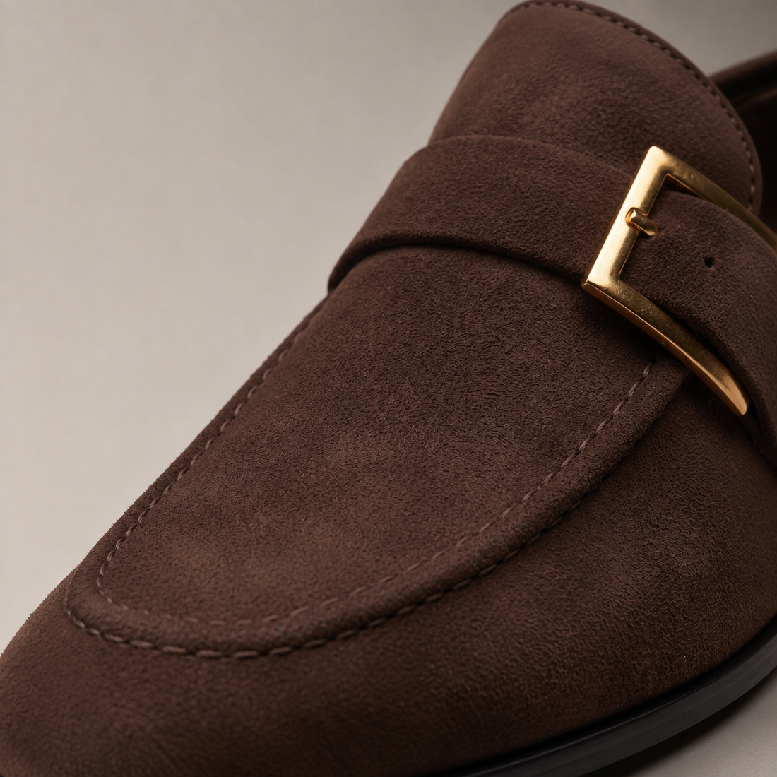Men's Suede Gold Buckle Loafers