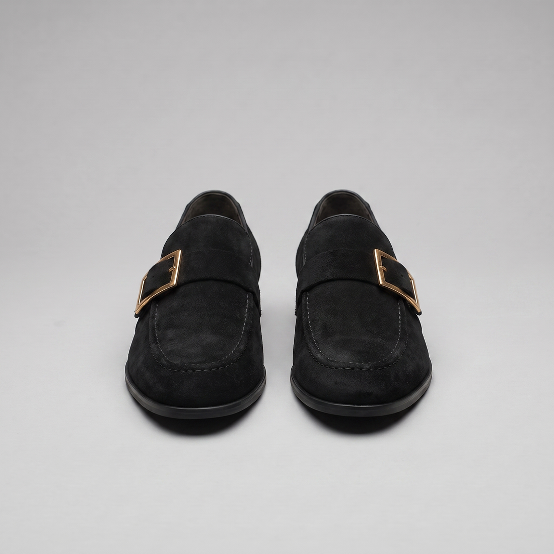 Men's Suede Gold Buckle Loafers