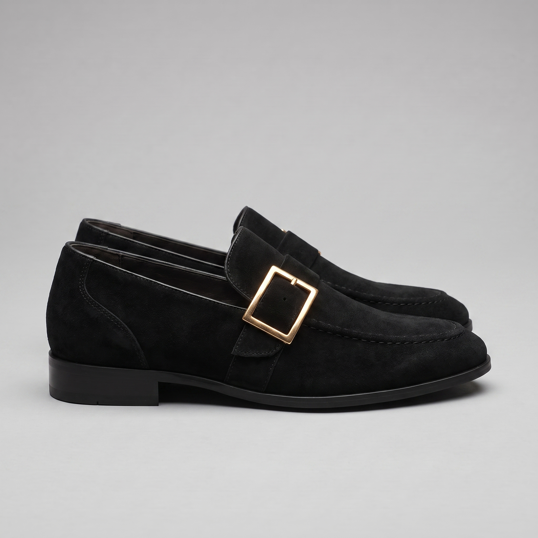 Men's Suede Gold Buckle Loafers
