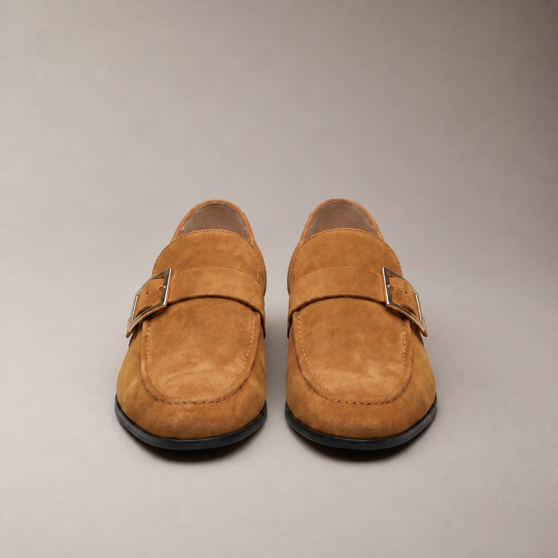 Men's Suede Gold Buckle Loafers