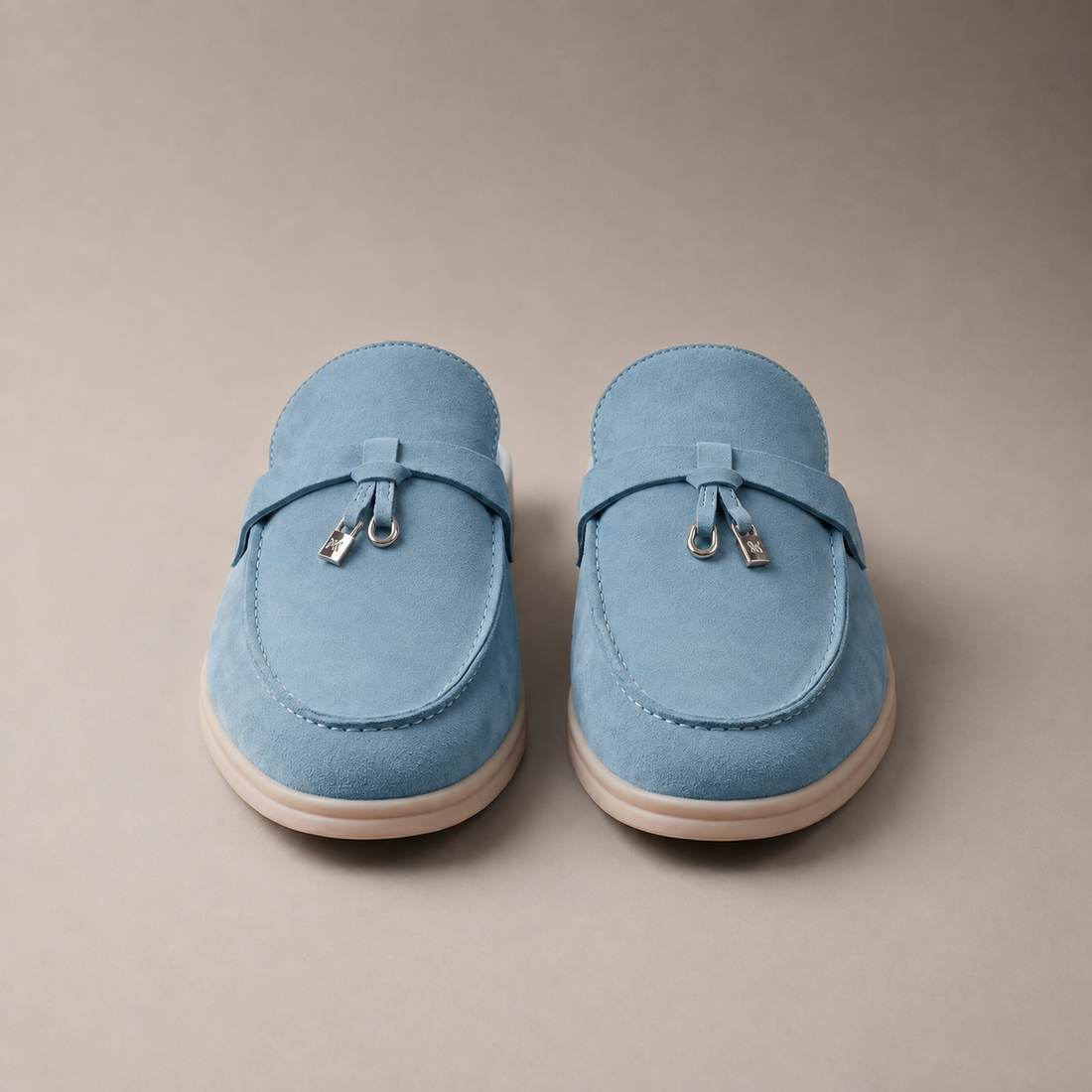 Men's Suede Metal Buckle Loafer Mules
