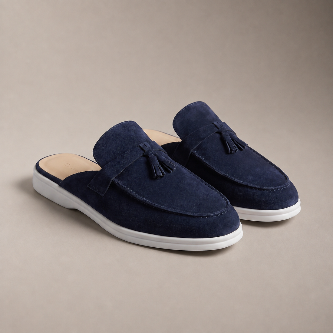 Men's Suede Metal Buckle Loafer Mules