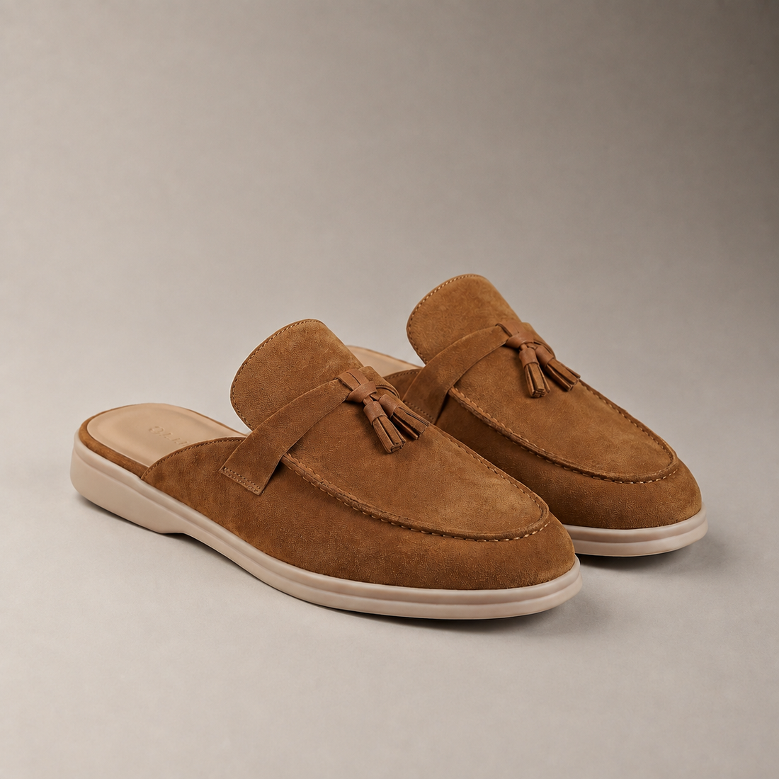 Men's Suede Metal Buckle Loafer Mules